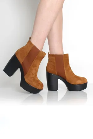 Brenna Tan Suede Platform Boots