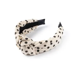 Halo Luxe Polka Dot Knot Headband - Cream / Black