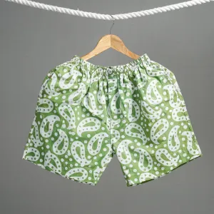 Light Green - Hand Batik Printed Cotton Unisex Boxer/Shorts