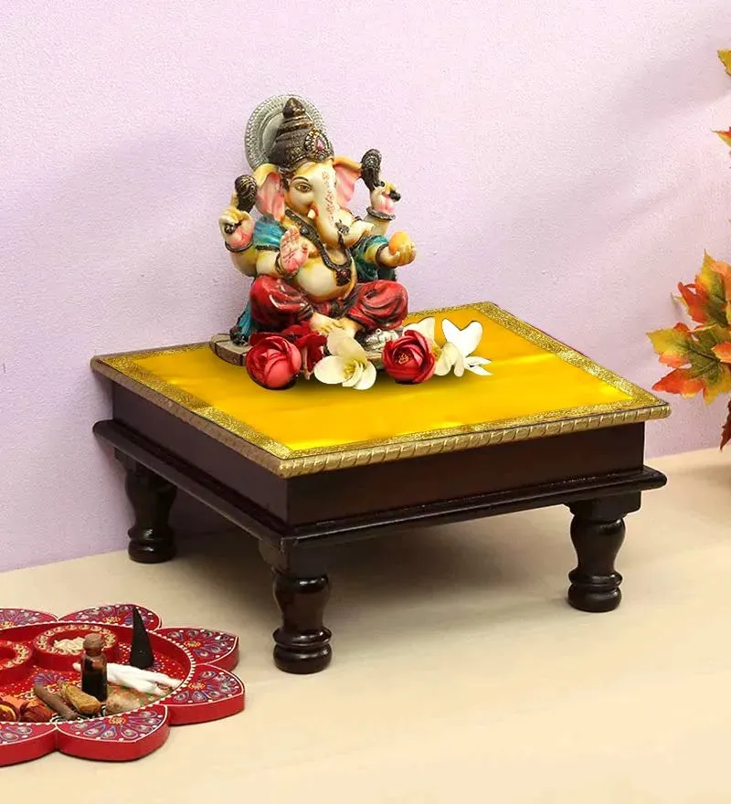 Pooja Cloth for Mandir | Pooja Chowki Aasan (Yellow Peach & Orange)